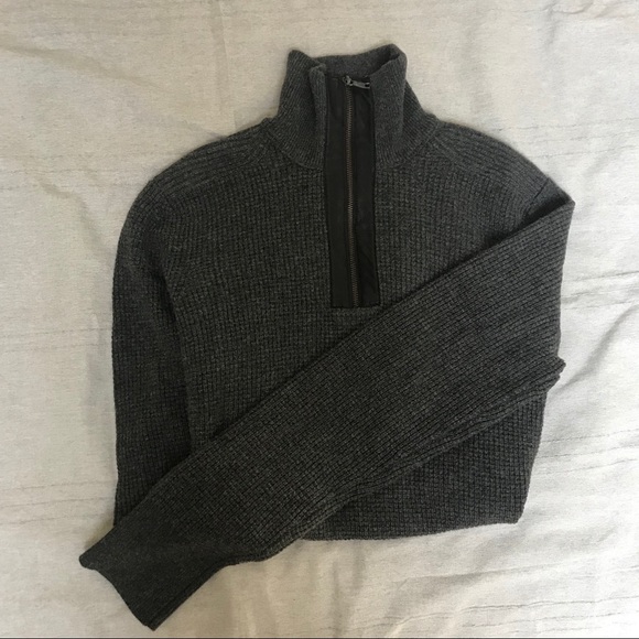 Banana Republic NWOT wool/leather sweater men’s L - Picture 6 of 8
